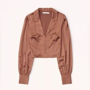 Abercrombie & Fitch Long-Sleeve Satin Hook-and-Eye Shirt